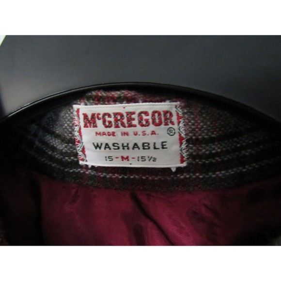 McGregor Men Shirt  Medium 15 15 1/2 Red Plaid Collar Button Front Flannel New - Picture 4 of 4